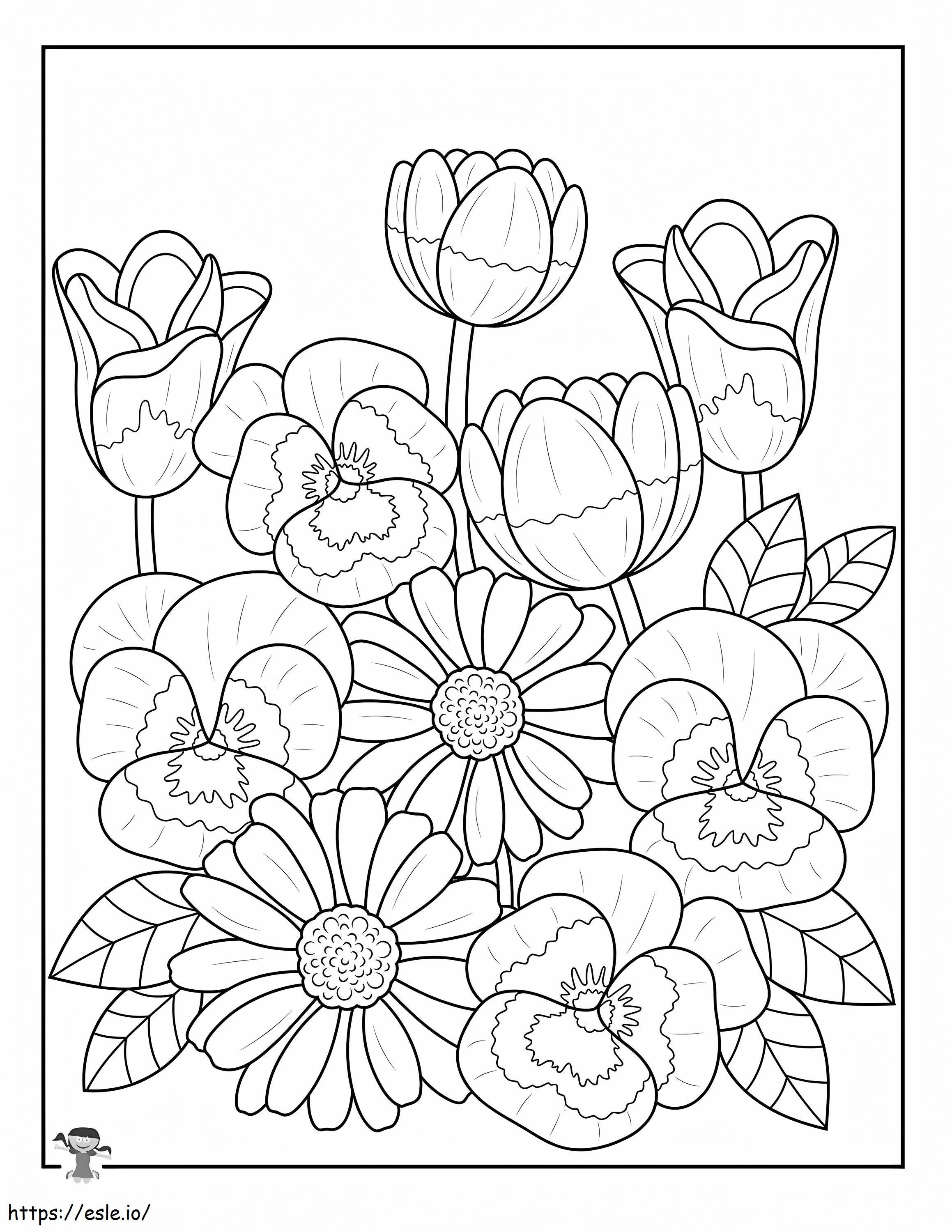 Flowers for spring coloring page