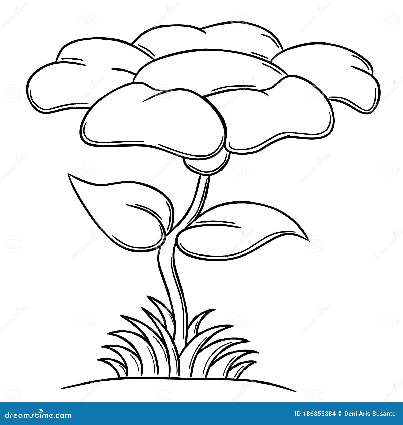 Flower in cartoon style coloring page spring education paper game for the development of children stock vector