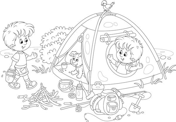 Imãgenes fotos de stock objetos en d y vectores sobre camping coloring page