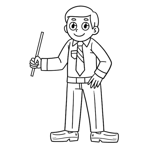 Premium vector school teacher coloring page for kids