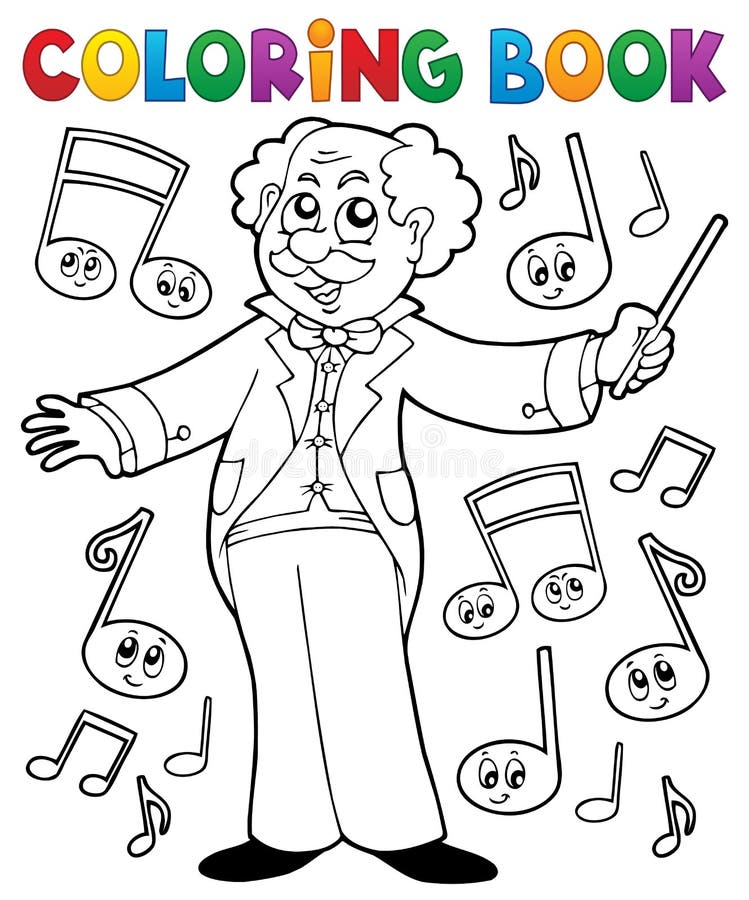 Coloring book music maestro stock vector