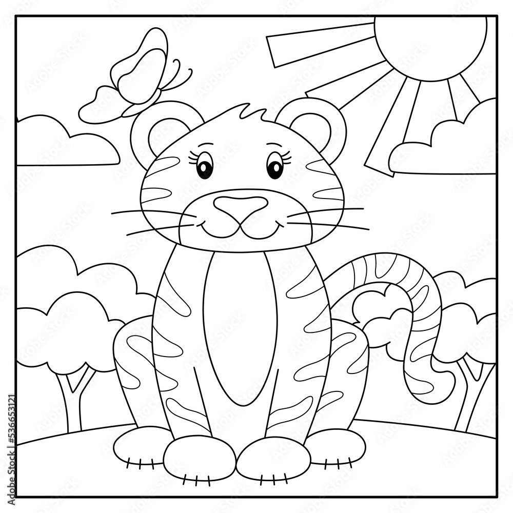 Cute animal coloring pages for kids vector de