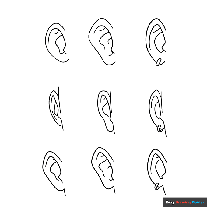 Anime ears coloring page easy drawing guides