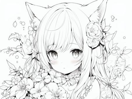 Free vectors cat ears anime characters coloring book