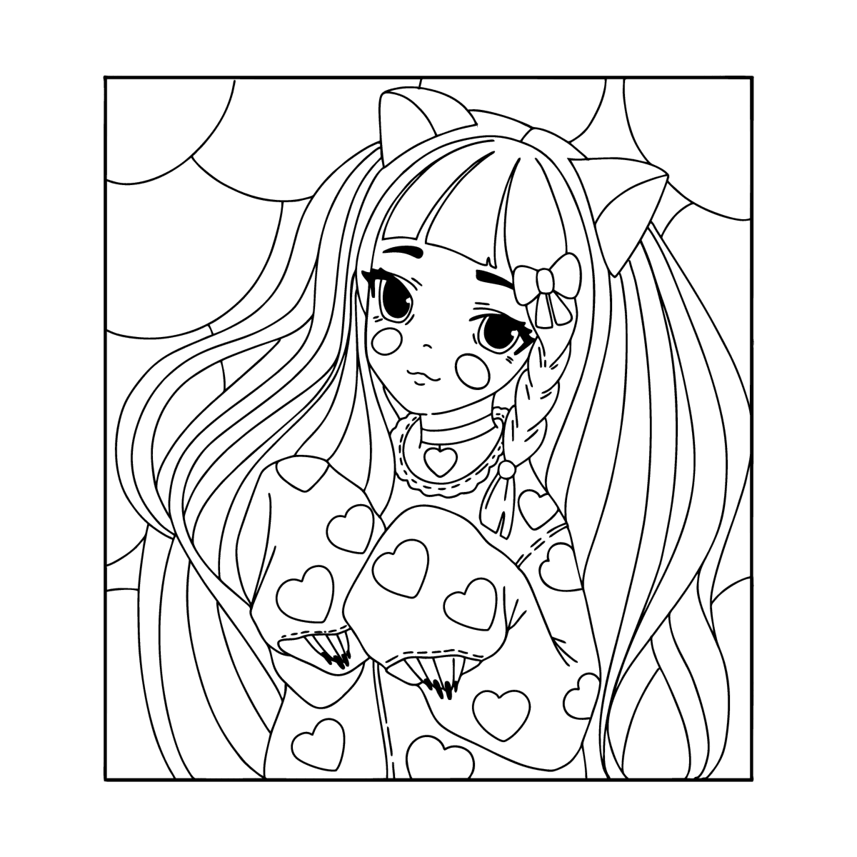 Anime girl with ears and paws coloring page â online and print