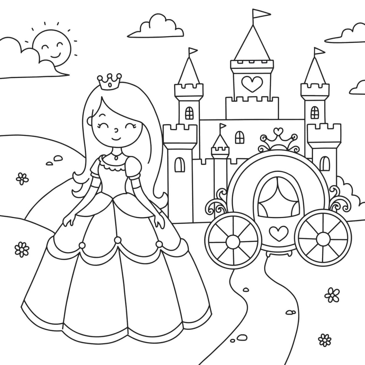 Imprimible gratis princess castle coloring pages para niãos