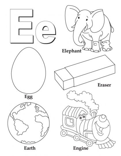 Fun and educational a to z coloring book letter e page for kids