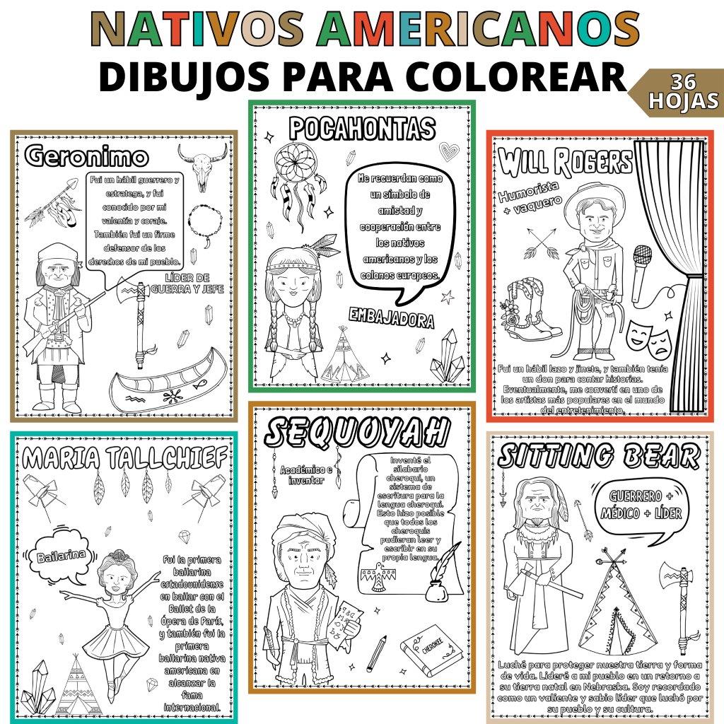 Mes de la herencia nativa americana indigenous peoples day coloring pages made by teachers
