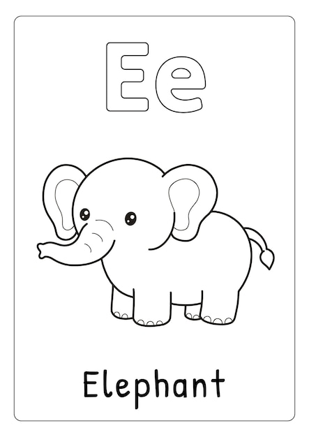 Premium vector alphabet letter e for elephant coloring page for kids