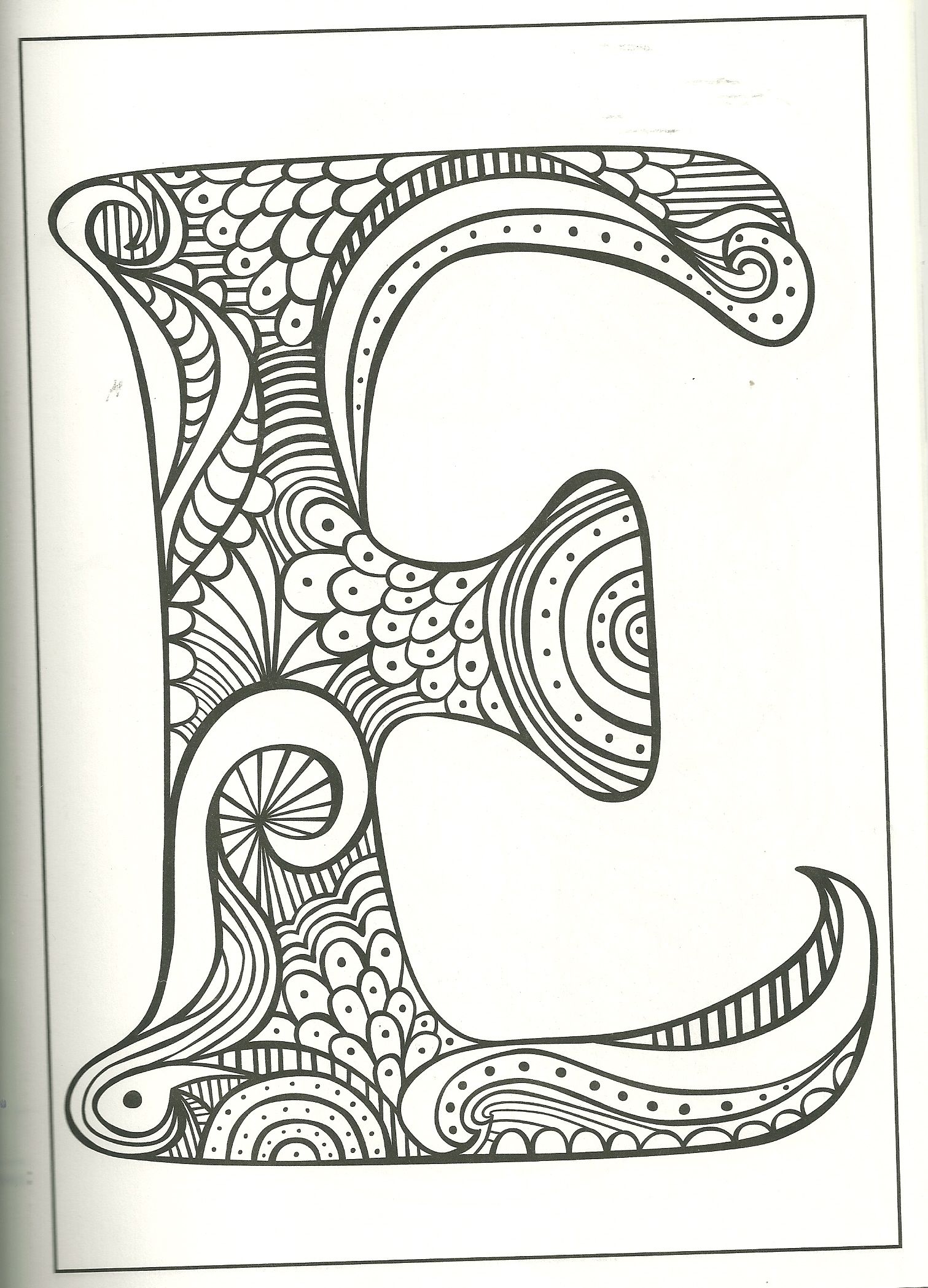 E coloring page coloring book art mandala design art coloring letters