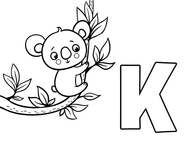 Dibujo de k de koala para colorear pãginas para colorear de animales pãginas para colorear letras abecedario para imprimir