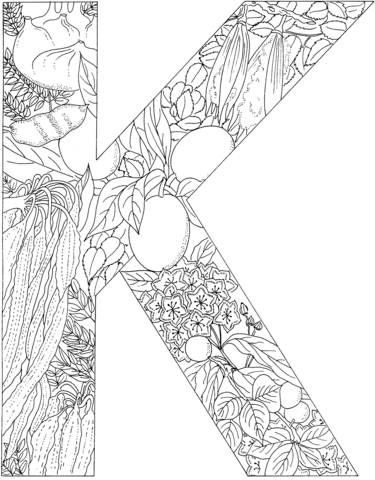 Letter k with plants coloring page free printable coloring pages