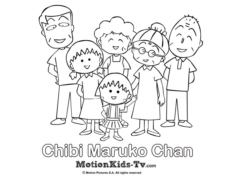 Coloring pages chibi maruko chan motionkids