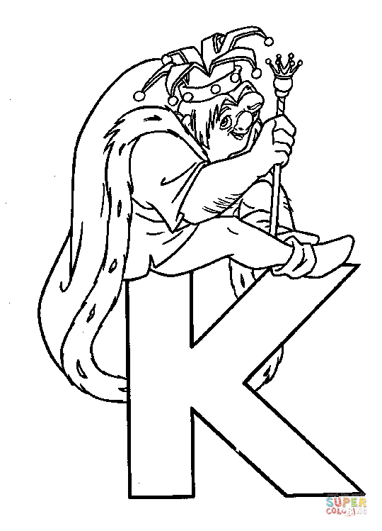 Dibujo de aprende letras en inglãs rey king para colorear dibujos para colorear imprimir gratis