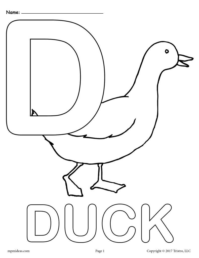 Letter d alphabet coloring pages