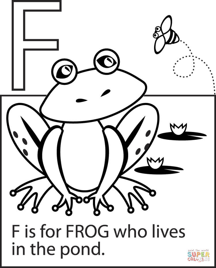 F is for frog coloring page free printable coloring pages