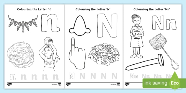 Letter n colouring pages hecho por educadores