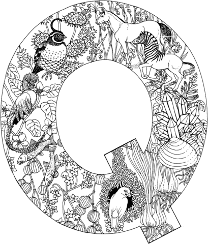 Letter q with animals coloring page free printable coloring pages