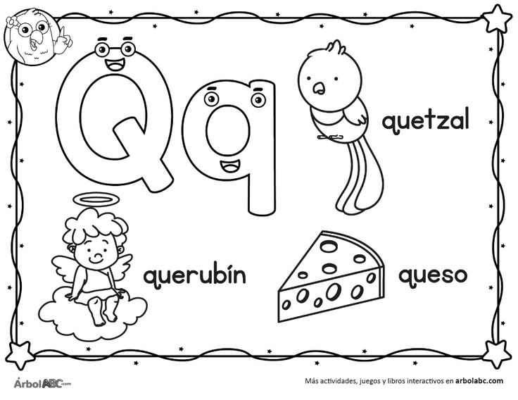 Letra q para colorear ãrbol abc actividad de letras enseãanza de las letras letras del abecedario