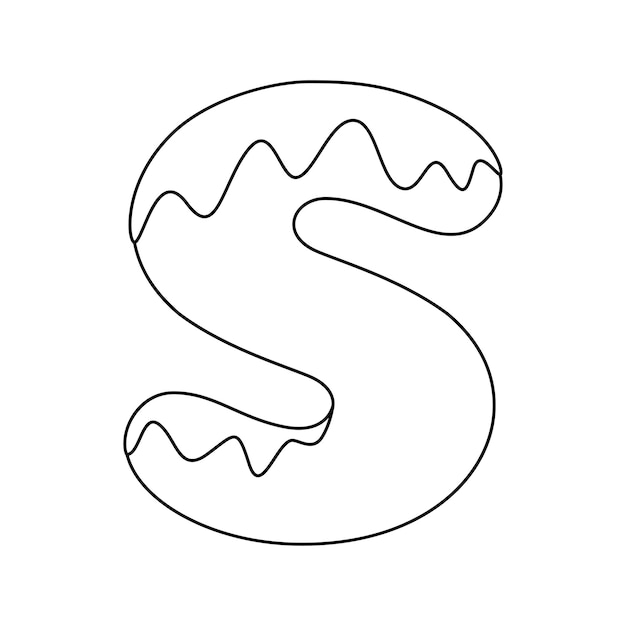 Premium vector coloring page with letter s for kids