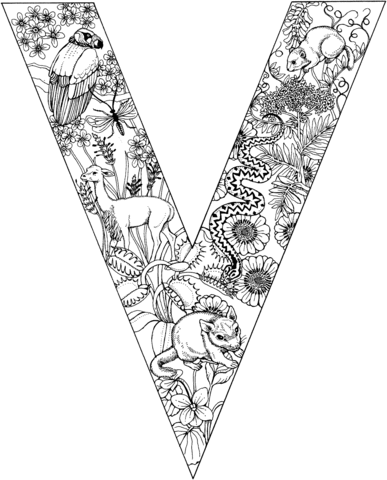 Letter v with animals coloring page alphabet coloring pages printable coloring pages free printable coloring pages