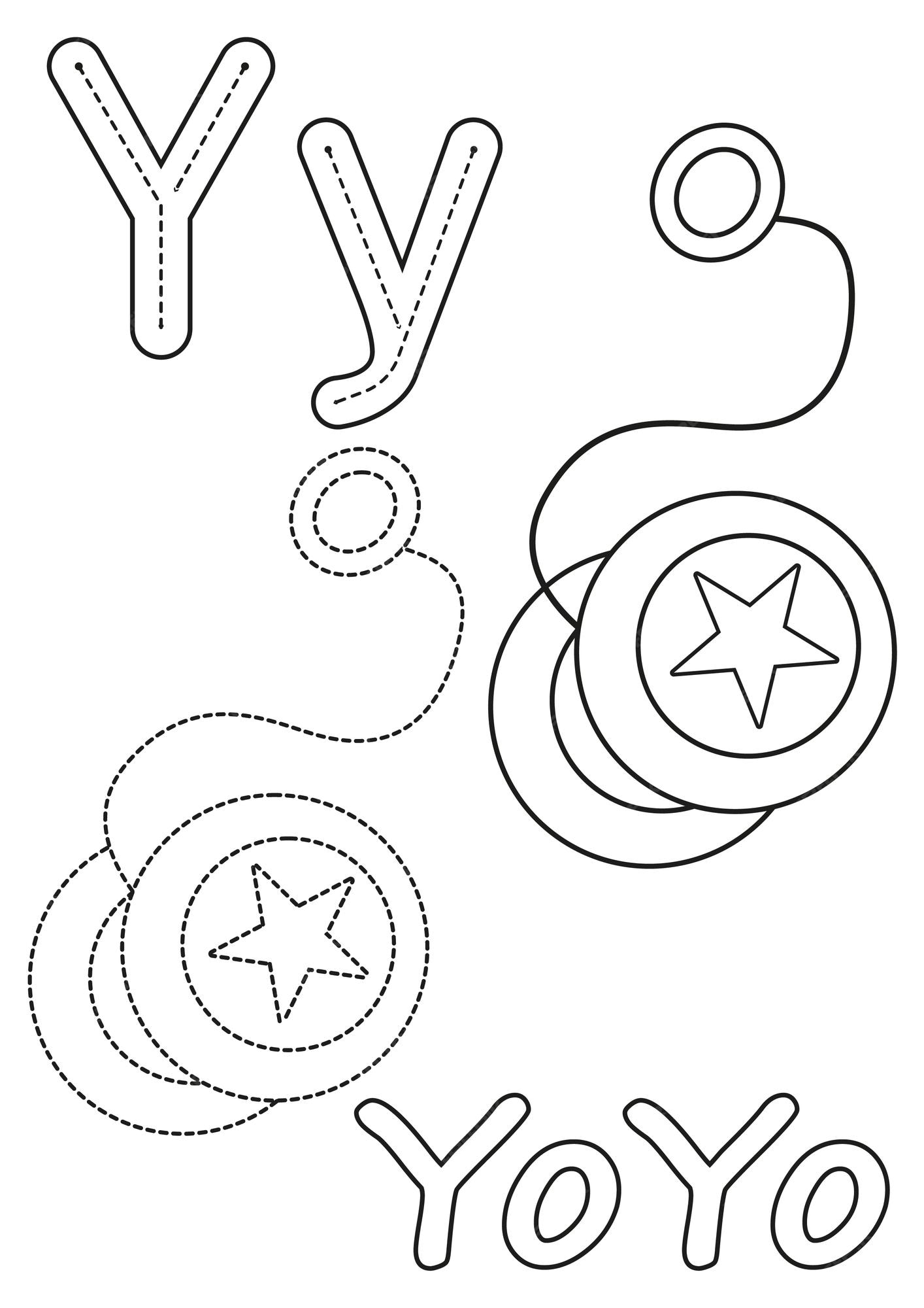 Pãginas para colorear de yoyo y la letra y adecuado para usar en libros para colorear para niãos vector premium