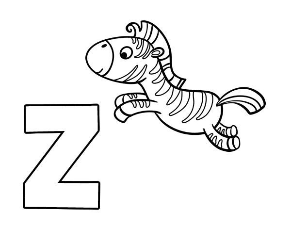 Z of zebra coloring page