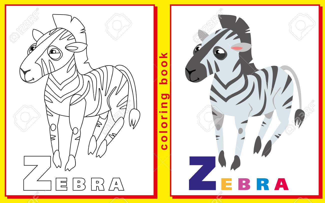 Children coloring book with letters and words letter z zebra vector image royalty free svg cliparts vectors and stock illustration image