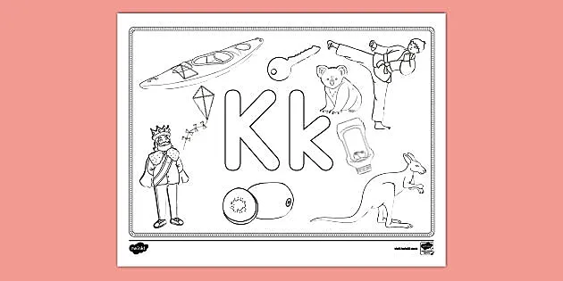 Letter k coloring page hecho por educadores