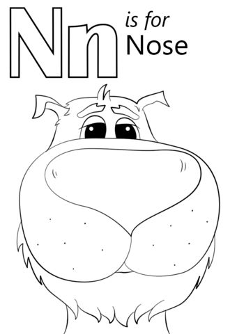 N is for nose loring page from letter n category select from printable crafts of cartoons nâ alphabet loring pages abc loring pages loring pages