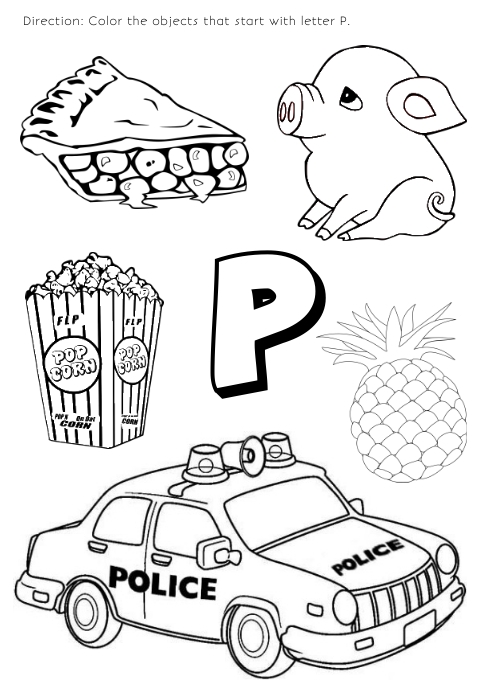 Plantilla de coloring page for kids letter p