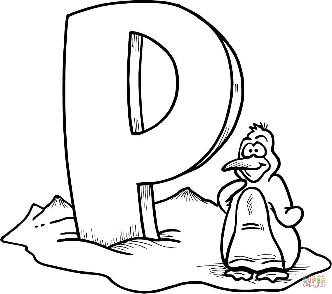 Letter p is for penguin coloring page free printable coloring pages