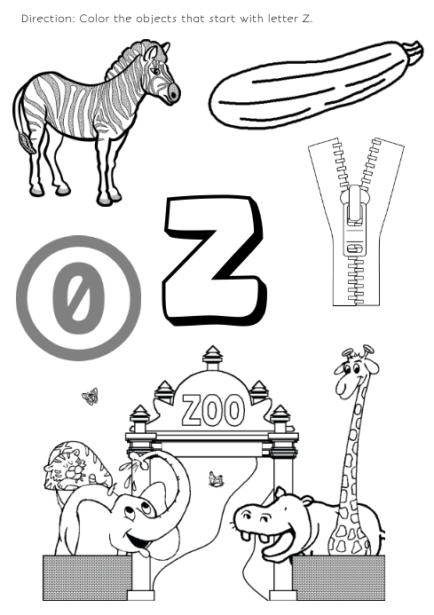 Plantilla de coloring page for kids letter z