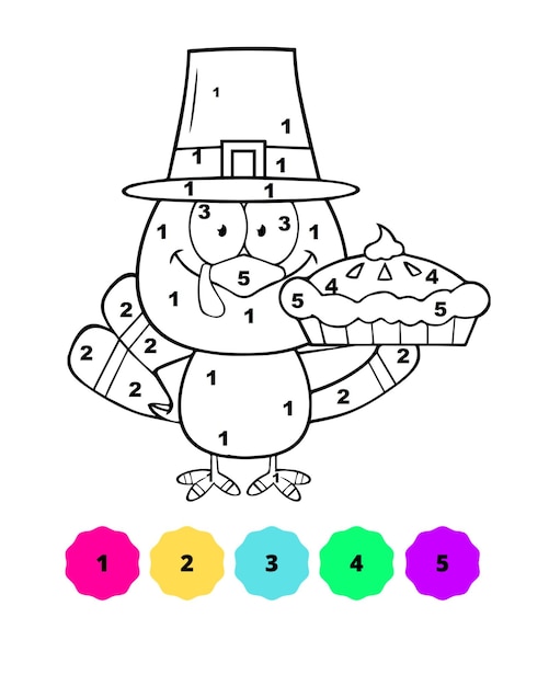 Premium vector thanksgiving coloring pages color by number thanksgiving