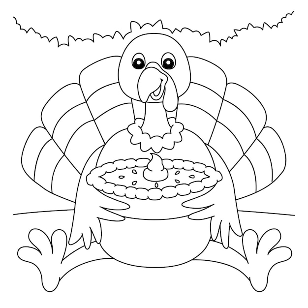 Pavo de acciãn de gracias con pie pãgina para colorear vector premium