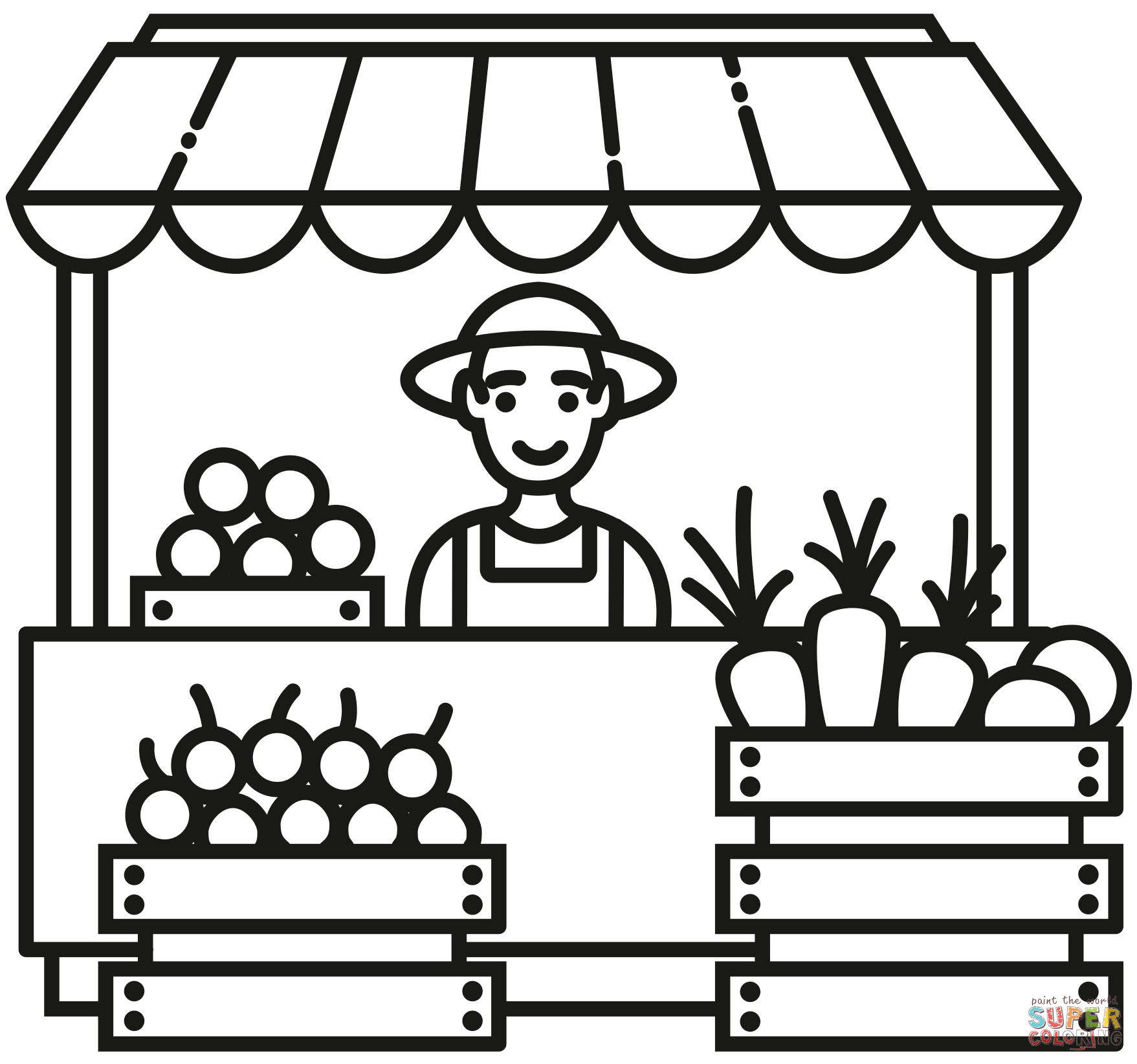 Dibujo de mercado de agricultores para colorear dibujos para colorear imprimir gratis