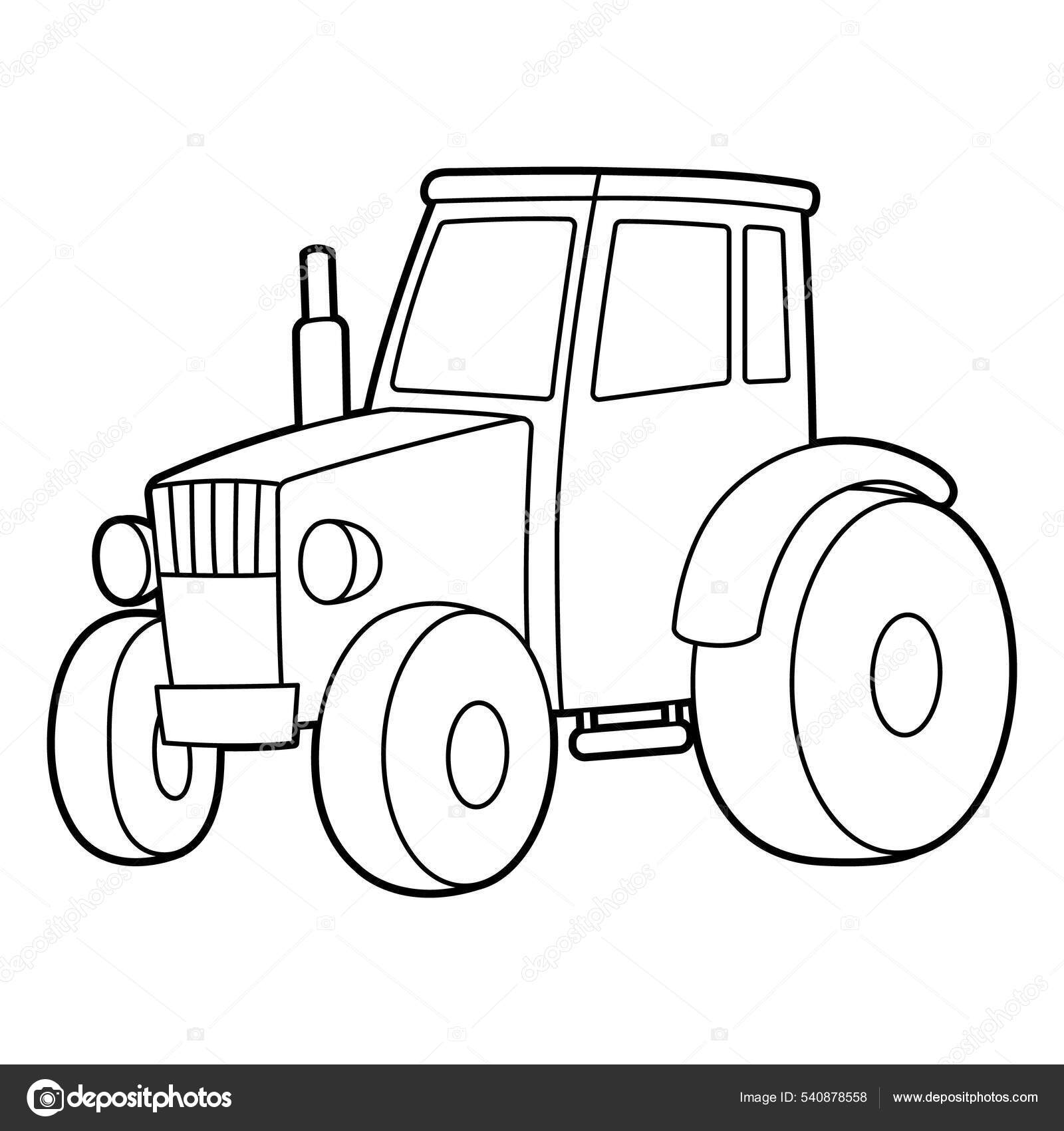 Pãgina para colorear tractor aislado para niãos vector de stock por abbydesign