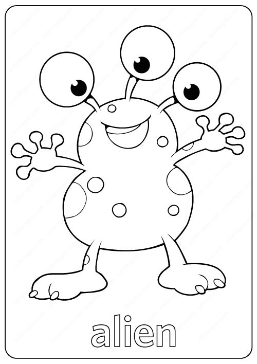 Printable alien coloring page â book pdf coloring pag monster coloring pag space coloring pag