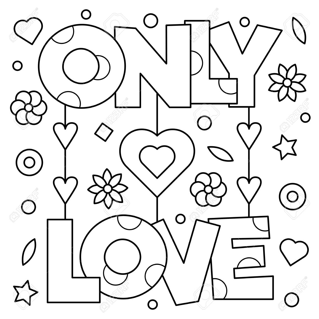 Only love coloring page vector illustration royalty free svg cliparts vectors and stock illustration image