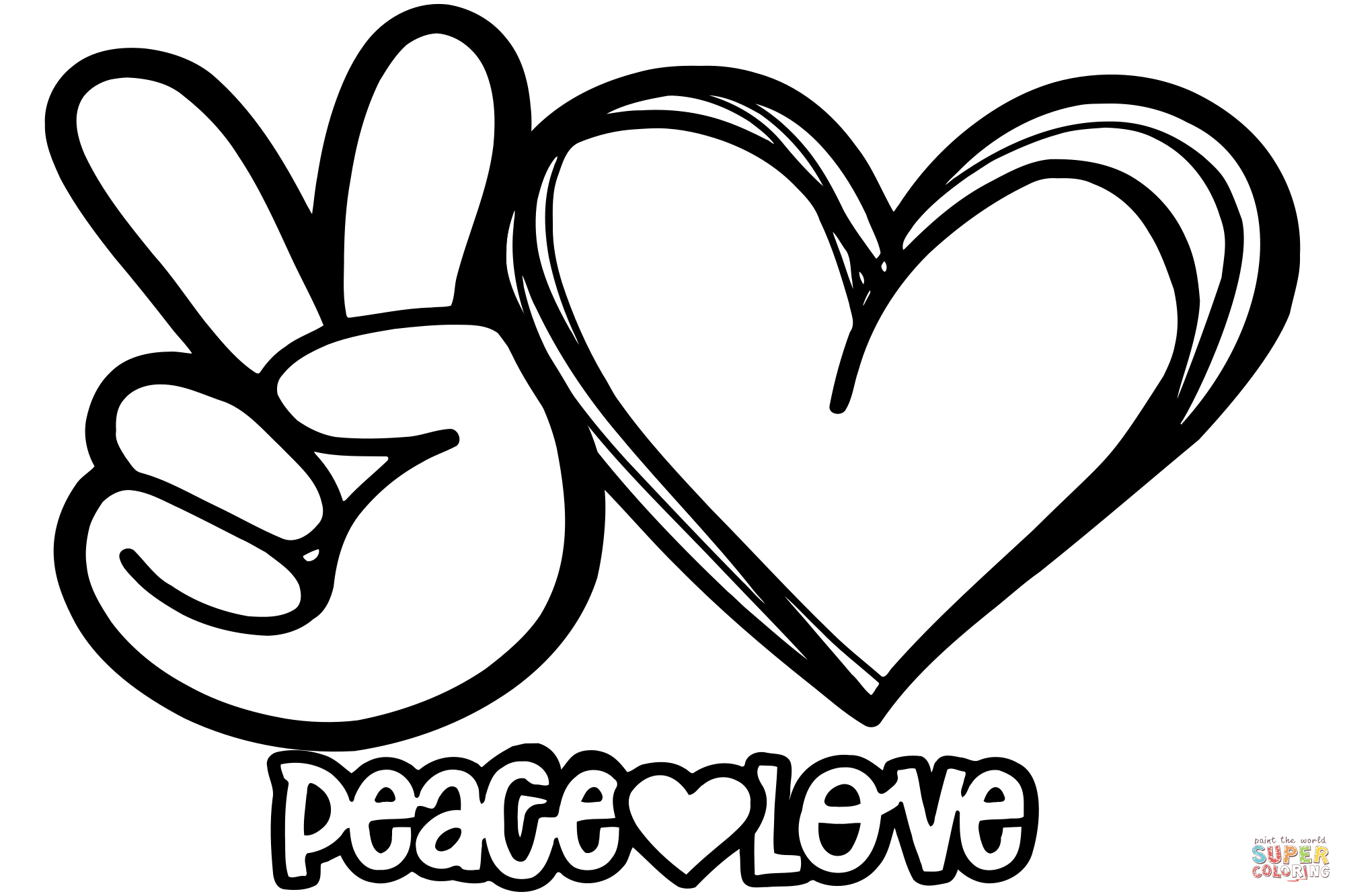 Peace and love coloring page free printable coloring pages