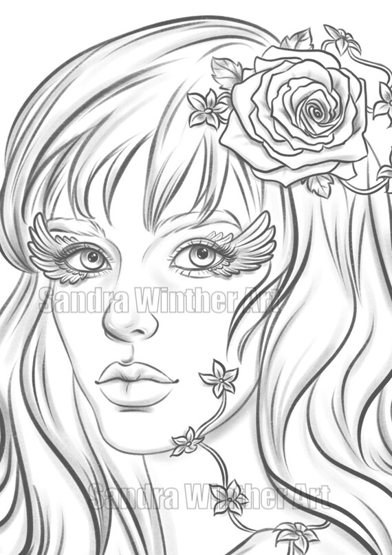 Angel instant download coloring page