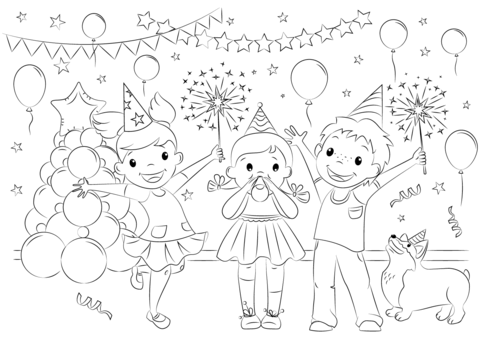 Dibujo de celebraciãn de aão nuevo para colorear dibujos para colorear imprimir gratis