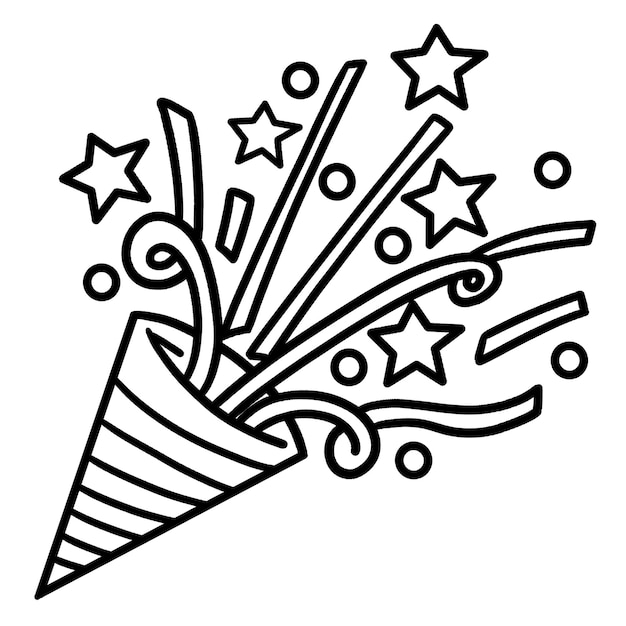 Premium vector new year confetti isolated coloring page for kids