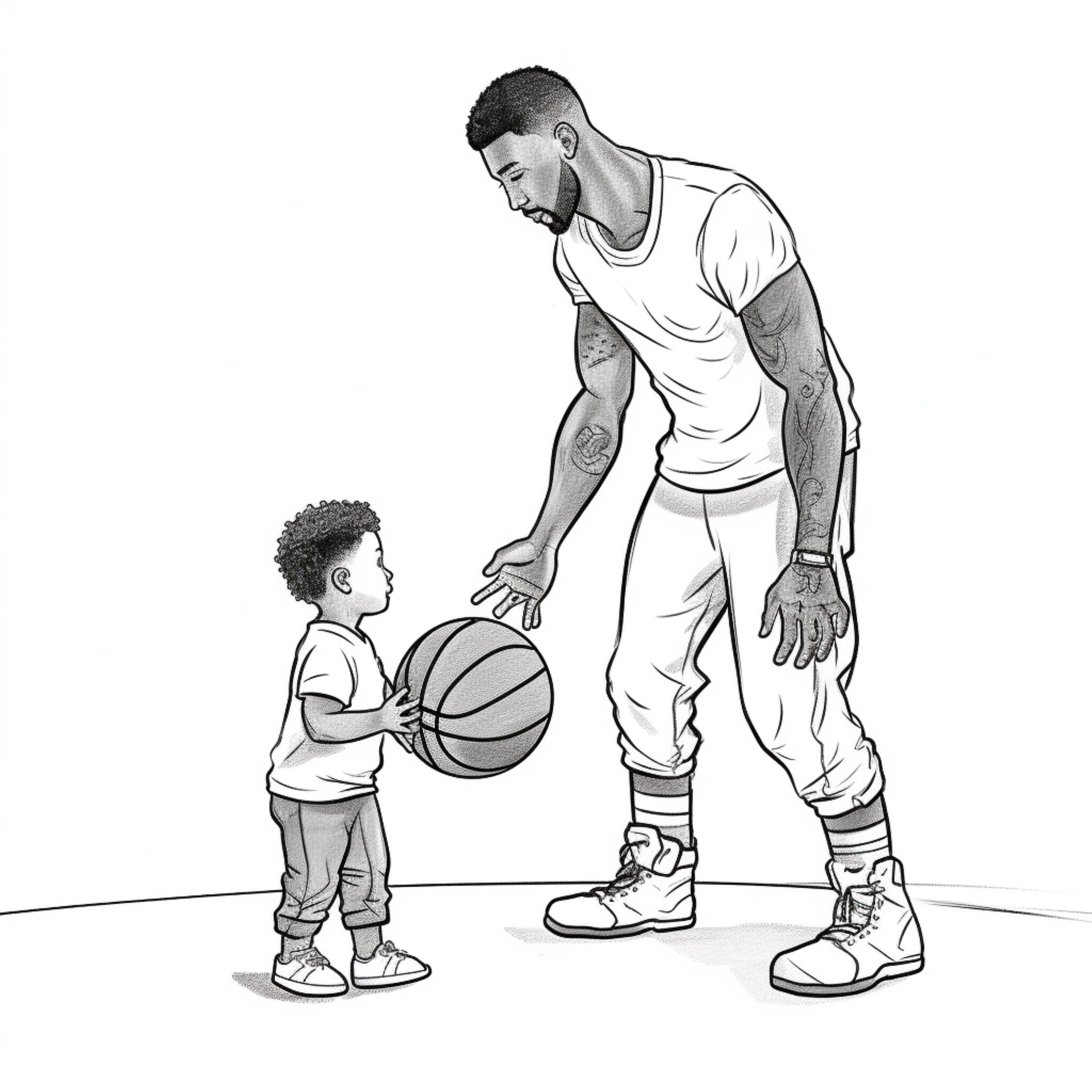 Baloncesto padre e hijo dibujos para colorear