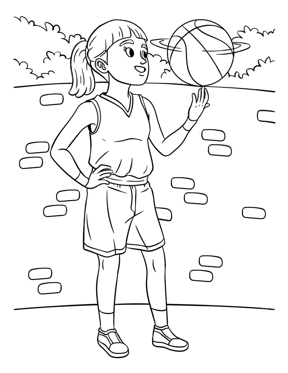 Dibujo de chica baloncto haciendo girar la pelota pãgina para colorear ilustraciãn lãnea deporte equipo vector png dibujos dibujo de baloncto dibujo de niãa dibujo de rata png y vector para dcargar