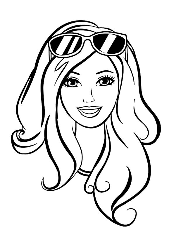 Barbie with glasses on her head coloring page