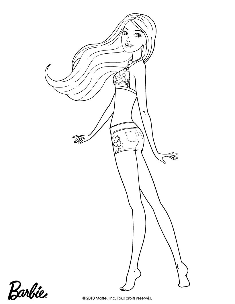 Beach barbie coloring pages