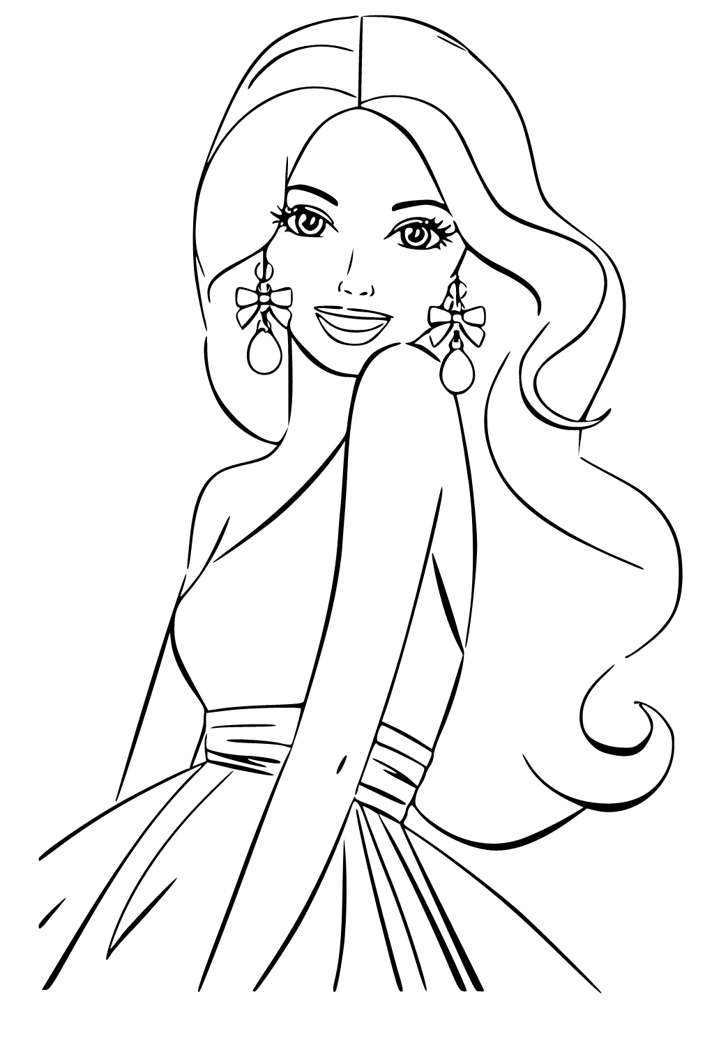 Free printable barbie earrings coloring page for adults and kids