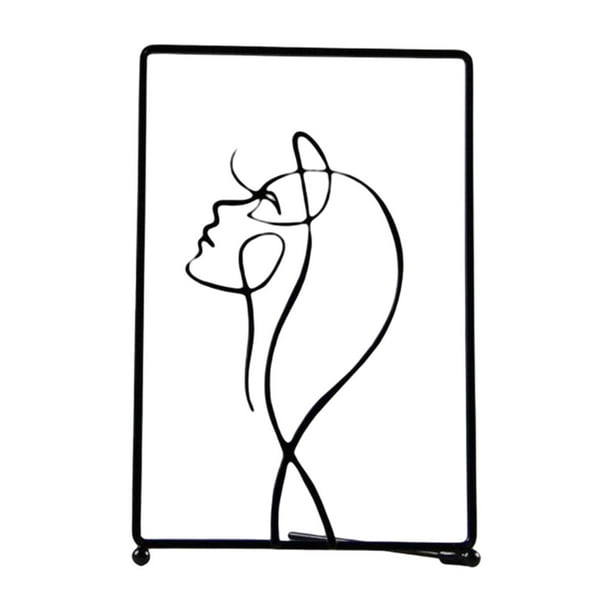 Abstract woman art line drawing figurines living room accents display artwork metal face statue for binet housewarming office
