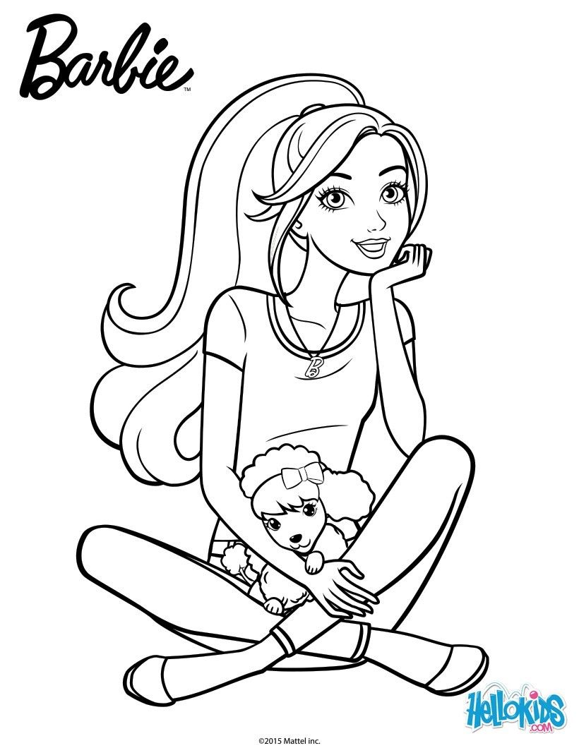 Cute barbie coloring page more barbie coloring sheets on hellokids cartoon coloring pages barbie coloring pages mermaid coloring pages